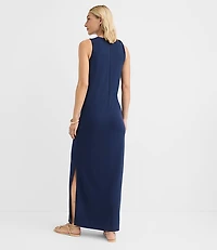Petite Twist Shoulder Ponte Maxi Dress