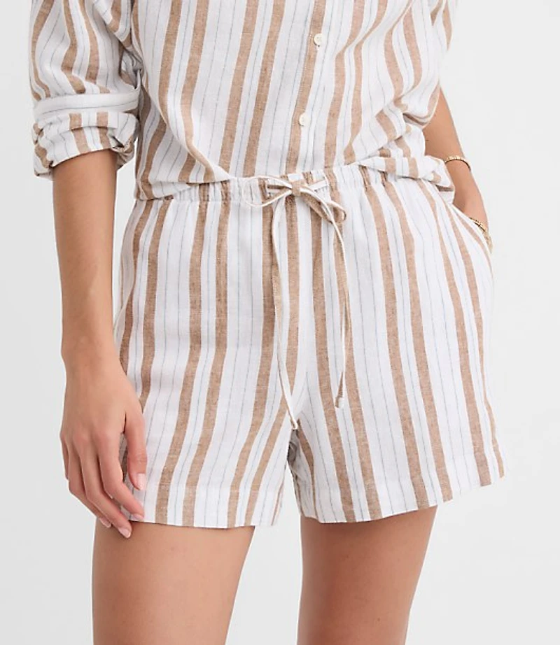 Sawyer Pull On Shorts Striped Linen Cotton