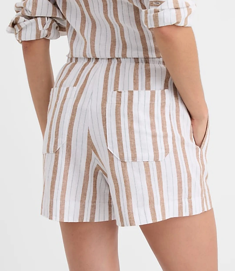 Sawyer Pull On Shorts Striped Linen Cotton