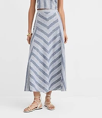 Petite Chevron Linen Blend Midi Skirt