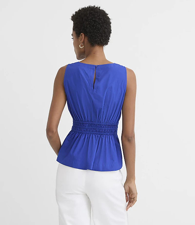 Petite Poplin Smocked Waist Shell