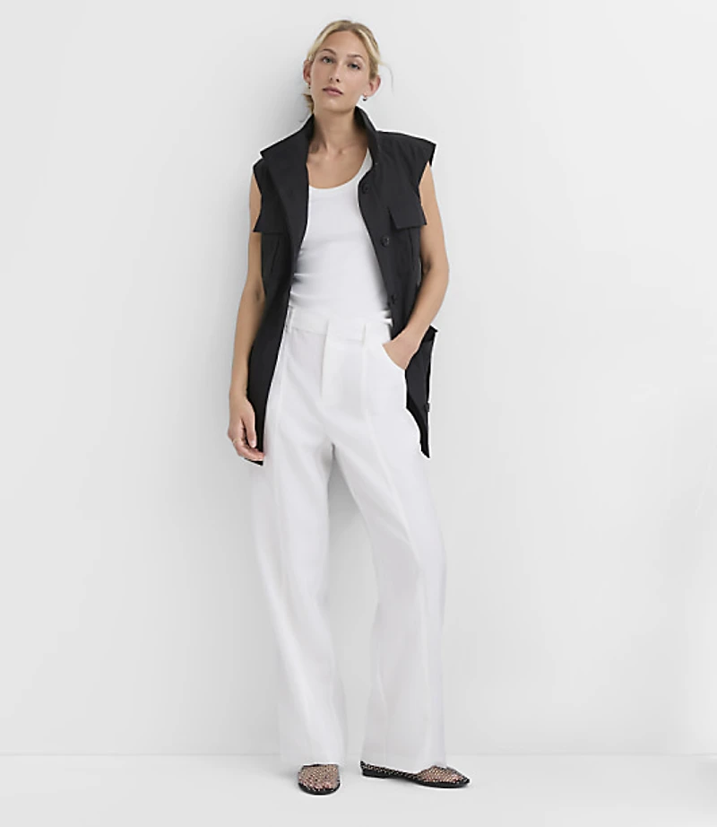 Belted Funnel Neck Pocket Vest