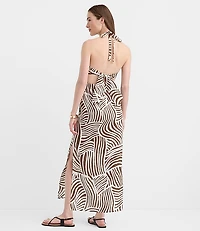 Petite LOFT Beach Wave Linen Cotton Cutout Halter Maxi Dress