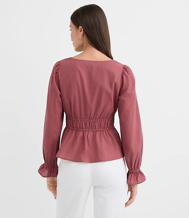 Tie Waist V-Neck Blouse