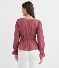 Tie Waist V-Neck Blouse