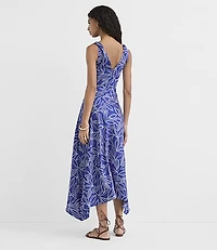 Leafed Twist Double V Midi Dress