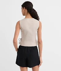 Petite Shimmer Linen Cotton Wrap Tank Top