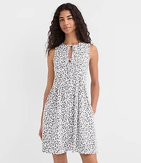 Floral Pintucked Bow Mini Pocket Dress