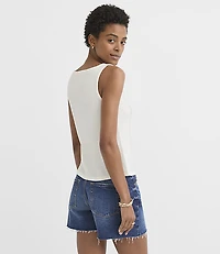 Petite Smocked Button Tank Top