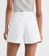 Rivete Petite Curvy Double Shank High Rise Denim Shorts White