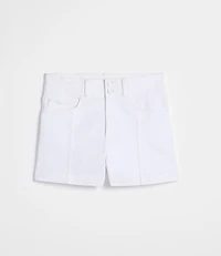Rivete Petite Curvy Double Shank High Rise Denim Shorts White