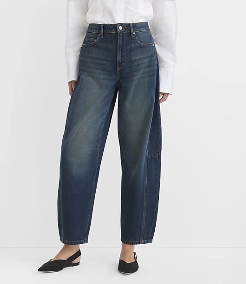 Rivete Petite Seamed High Rise Horseshoe Jeans Lune Wash
