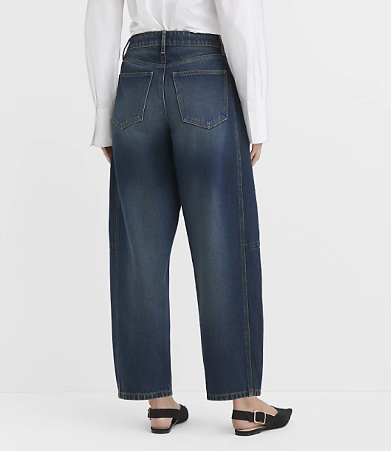 Rivete Petite Seamed High Rise Horseshoe Jeans Lune Wash