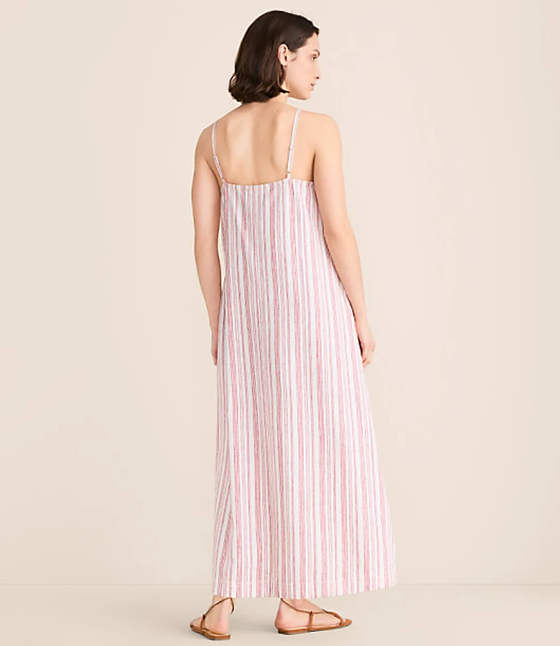 Petite Lou & Grey Striped Linen Cotton Cami Maxi Pocket Dress