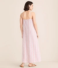 Petite Lou & Grey Striped Linen Cotton Cami Maxi Pocket Dress