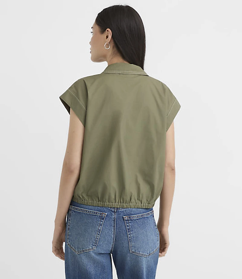 Petite Poplin Wedge Utility Pocket Top