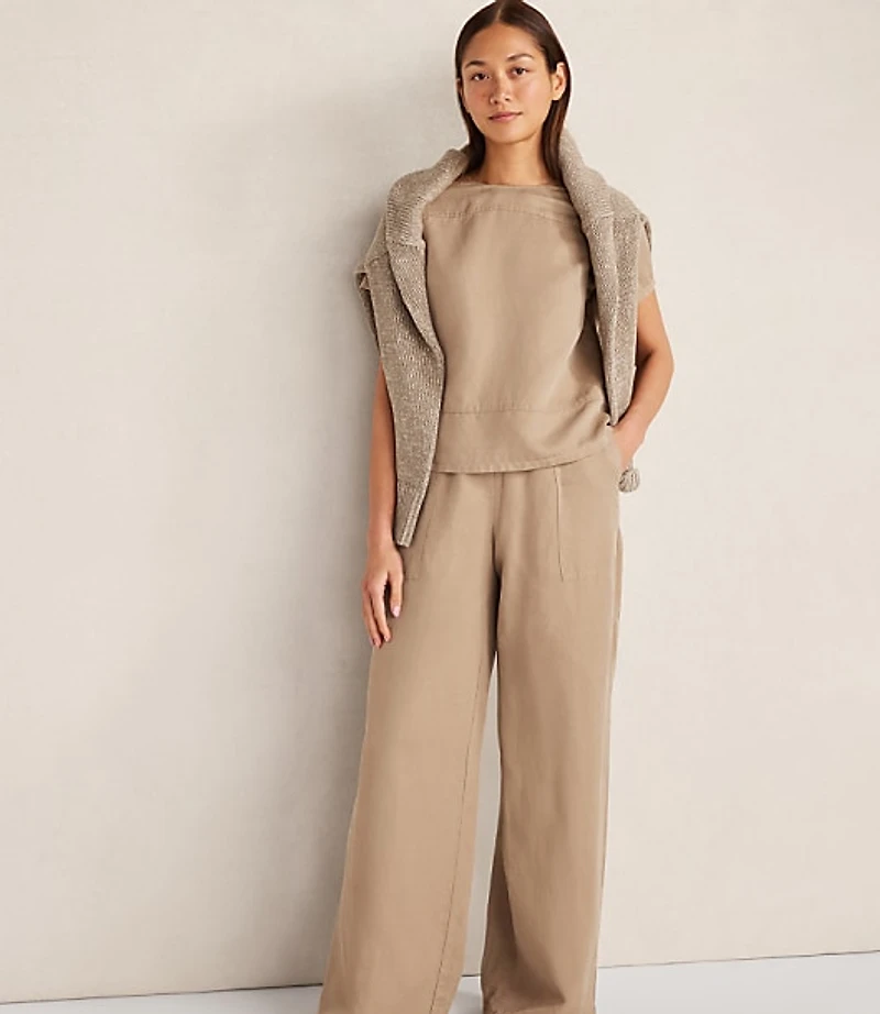 Haven Well Within Linen Blend Dobby Short Sleeve Top