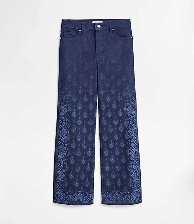 Rivete Curvy High Rise Wide Leg Jeans Paisley Wash