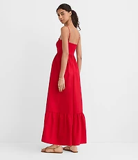LOFT Beach Poplin Cutout Twist Maxi Pocket Dress