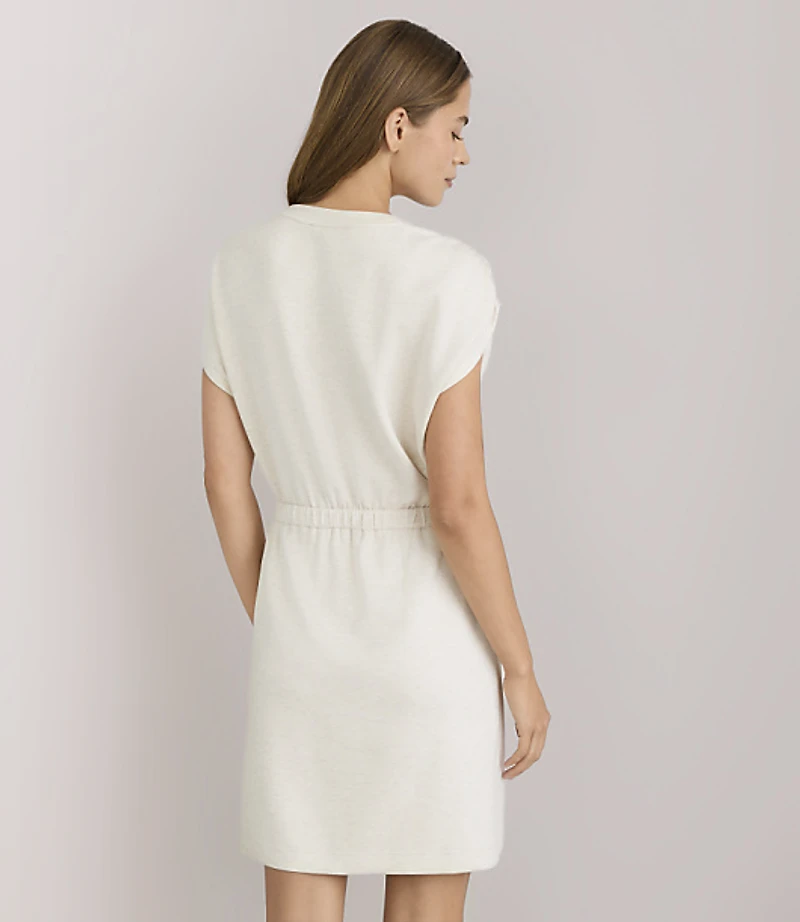 Lou & Grey Heathered Scubasoft Cinched Shoulder Mini Pocket Dress