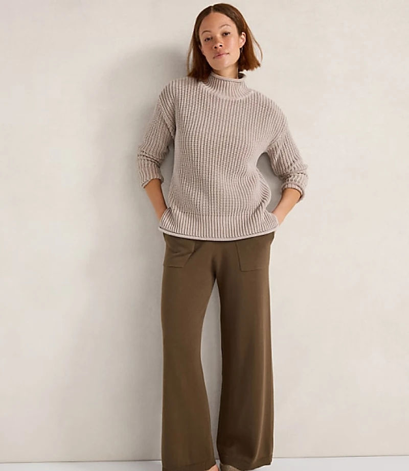 Haven Well Within Garment-Dyed Organic Cotton Shaker Stitch Roll Neck Sweater