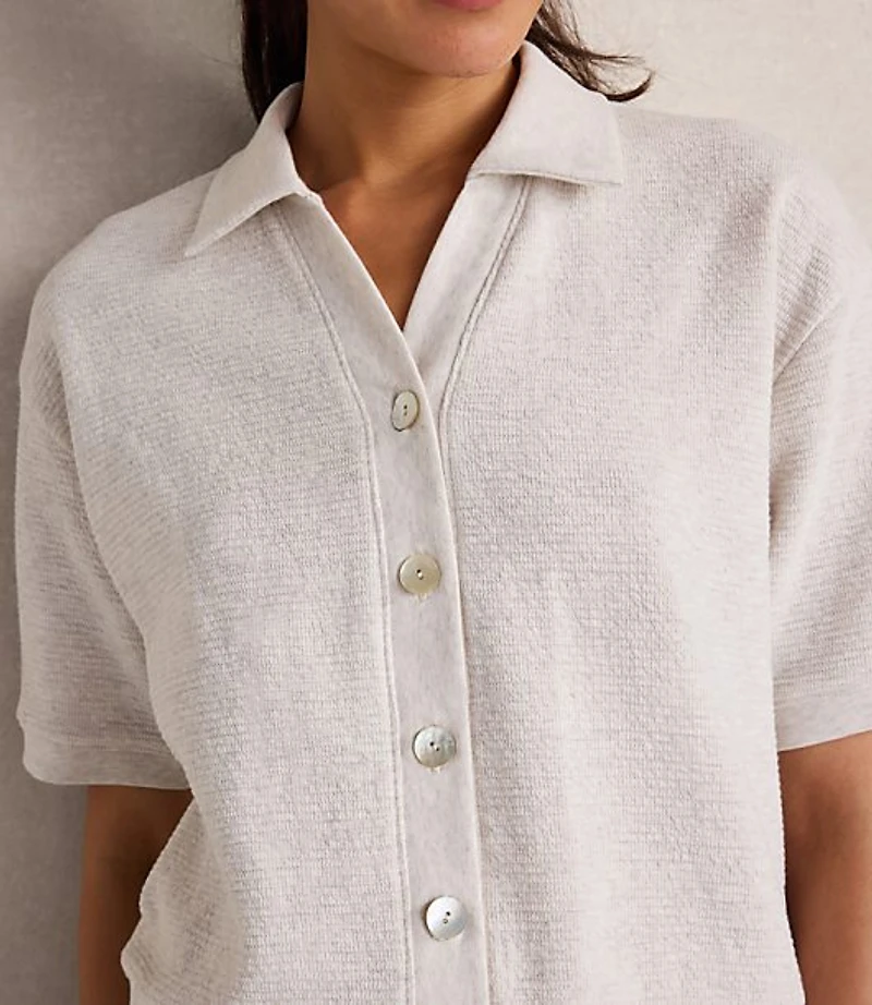 Haven Well Within Ottoman Rib Button Front Top
