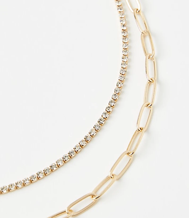 Chain Link Layered Tennis Necklace