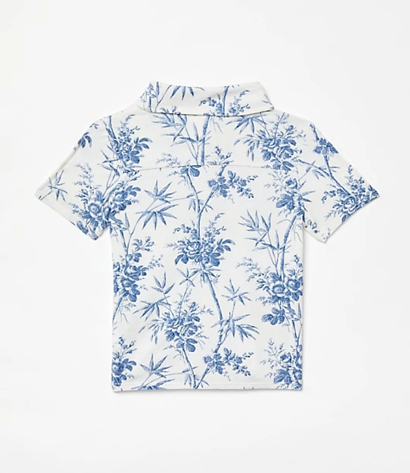 Posh Peanut X LOFT Palm Short Sleeve Collared Henley Top