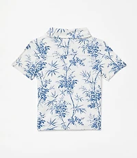 Posh Peanut X LOFT Palm Short Sleeve Collared Henley Top