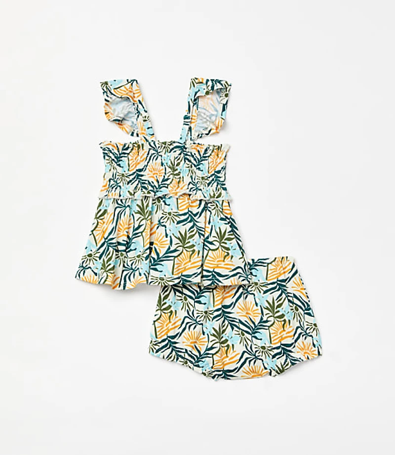 Posh Peanut x LOFT Sunset Smocked Babydoll Bummie Set