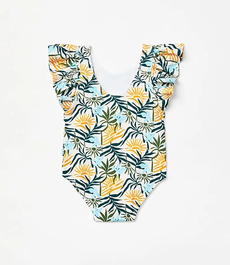 Posh Peanut X LOFT Sunset One Piece Ruffled Flutter Sleeve Swimsuit