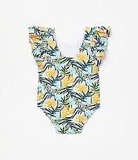 Posh Peanut X LOFT Sunset One Piece Ruffled Flutter Sleeve Swimsuit