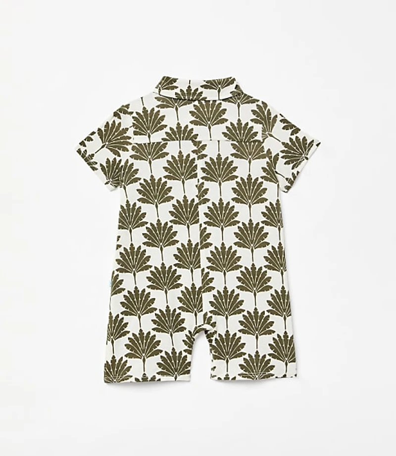 Posh Peanut X LOFT Palm Short Sleeve Collared Henley Romper