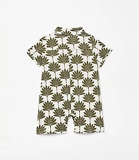 Posh Peanut X LOFT Palm Short Sleeve Collared Henley Romper