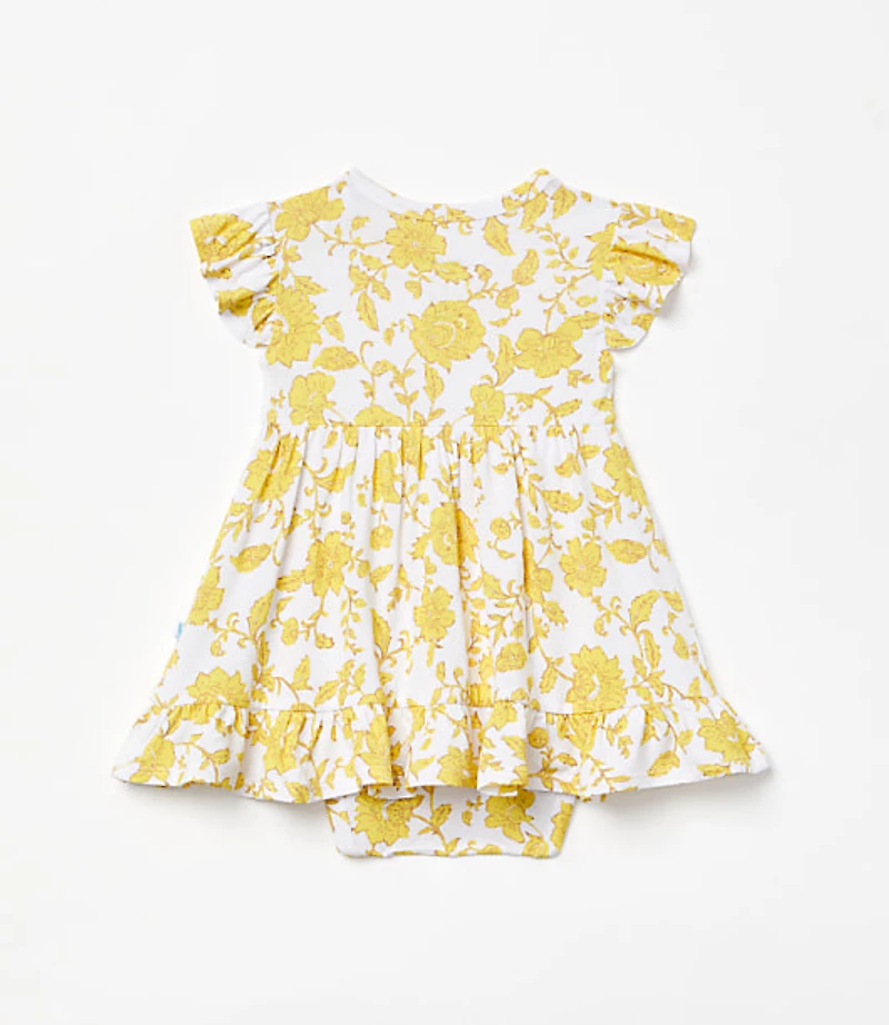 Posh Peanut X LOFT Floral Cap Sleeve Ruffled Twirl Bodysuit Dress