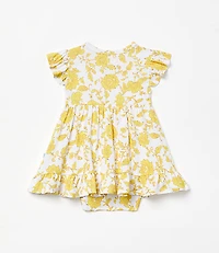 Posh Peanut X LOFT Floral Cap Sleeve Ruffled Twirl Bodysuit Dress