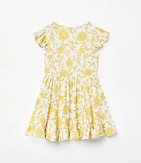 Posh Peanut X LOFT Floral Cap Sleeve Ruffled Twirl Dress