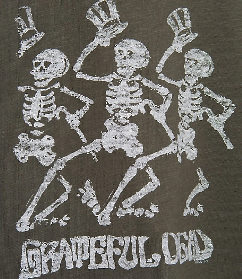 Junk Food Grateful Dead Dancing Skeletons Cropped Mock Neck Tee