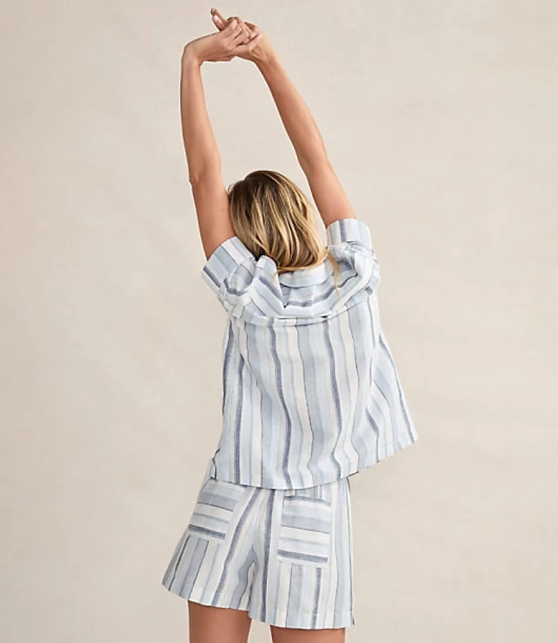 Haven Well Within Organic Cotton Linen Coastal Stripe Sleep Set