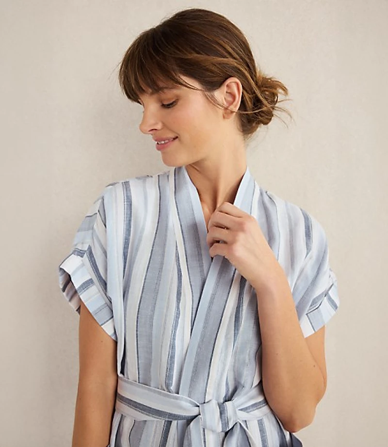 Haven Well Within Organic Cotton Linen Coastal Stripe Robe
