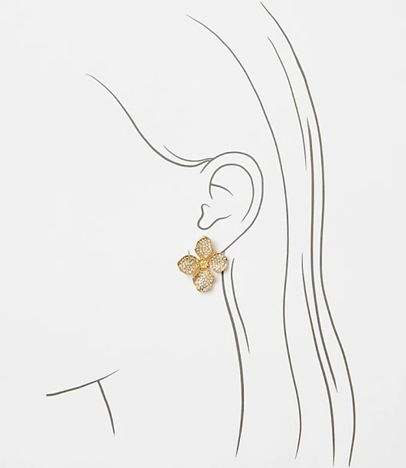 Floral Pave Oversized Stud Earrings