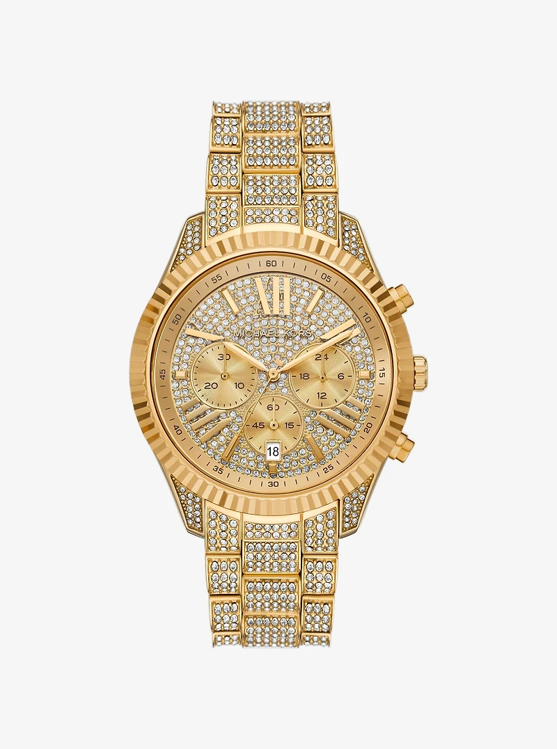 Oversized Lexington Pavé Gold-Tone Watch