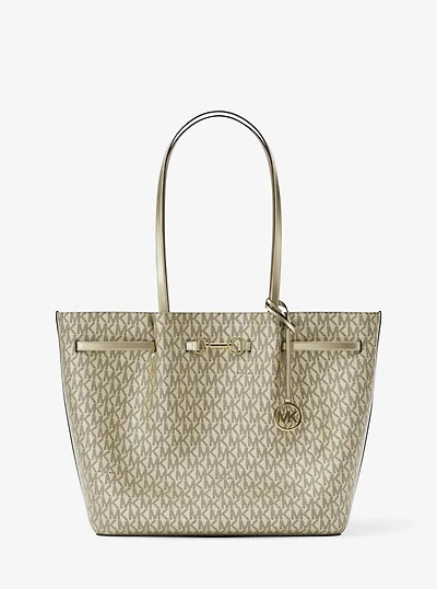 Carson Large Metallic Signature Logo Tote Bag
