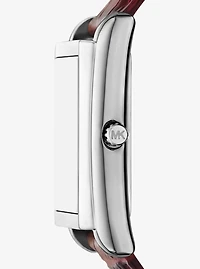 Essex Silver-Tone and Crocodile Embossed Leather Watch