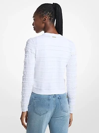 Floral Embellished Stretch Knit Cardigan