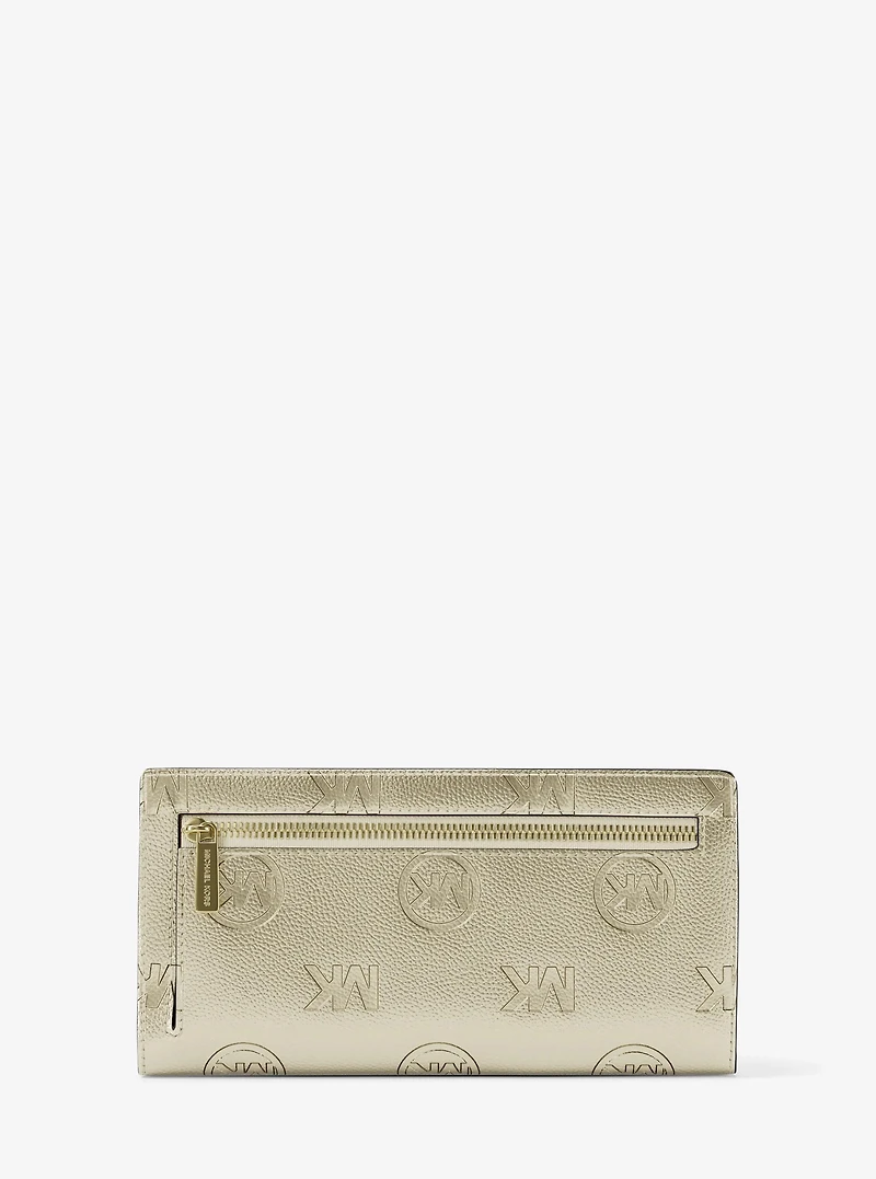 Carson Large Metallic Logo Debossed Snap Wallet