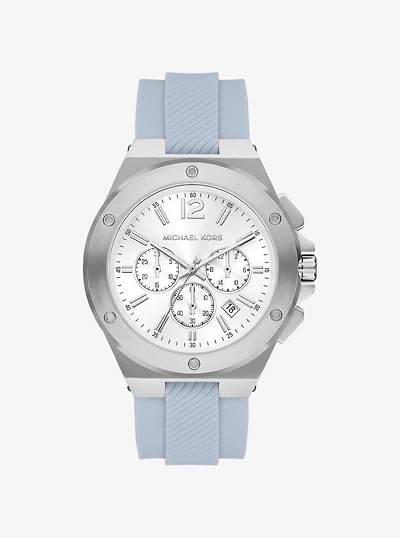 Oversized Lennox Silver-Tone and Silicone Watch