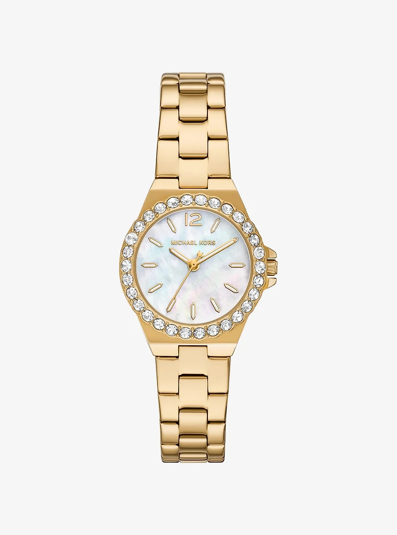 Mini Lennox Pavé Gold-Tone Watch