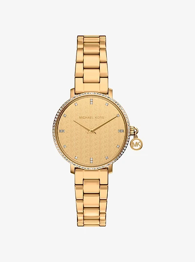 Mini Pyper Pavé Gold-Tone Watch