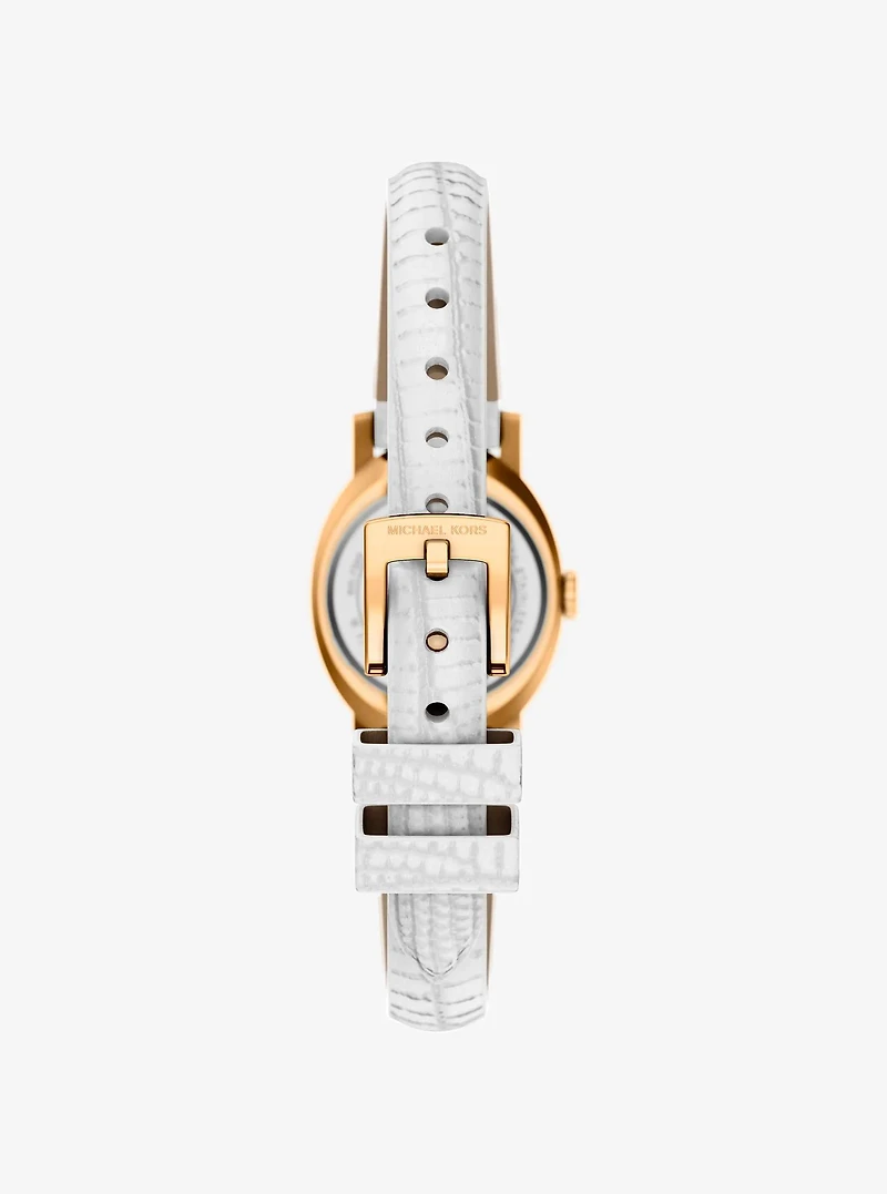 Petite Maude Gold-Tone and Lizard Embossed Leather Watch